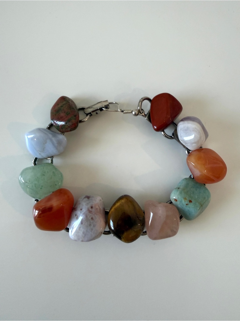 Multicolor Polished Gemstone Bead Bracelet - Women Jewelry